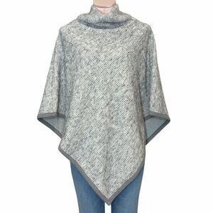 Johnston & Murphy Heather Gray Knit Funnel Neck Poncho One Size Lined
